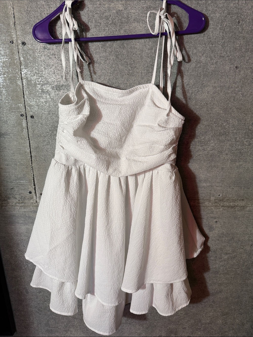 SHEIN White Textured Tie-Strap Mini Dress